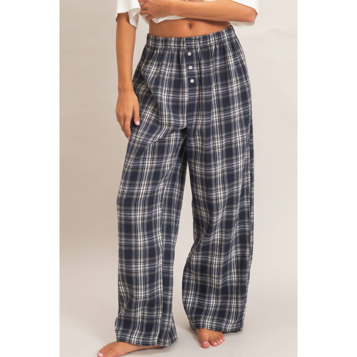 Plaid Wide-Leg Pants