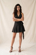 Halter Wrap Ruffle Mini Dress