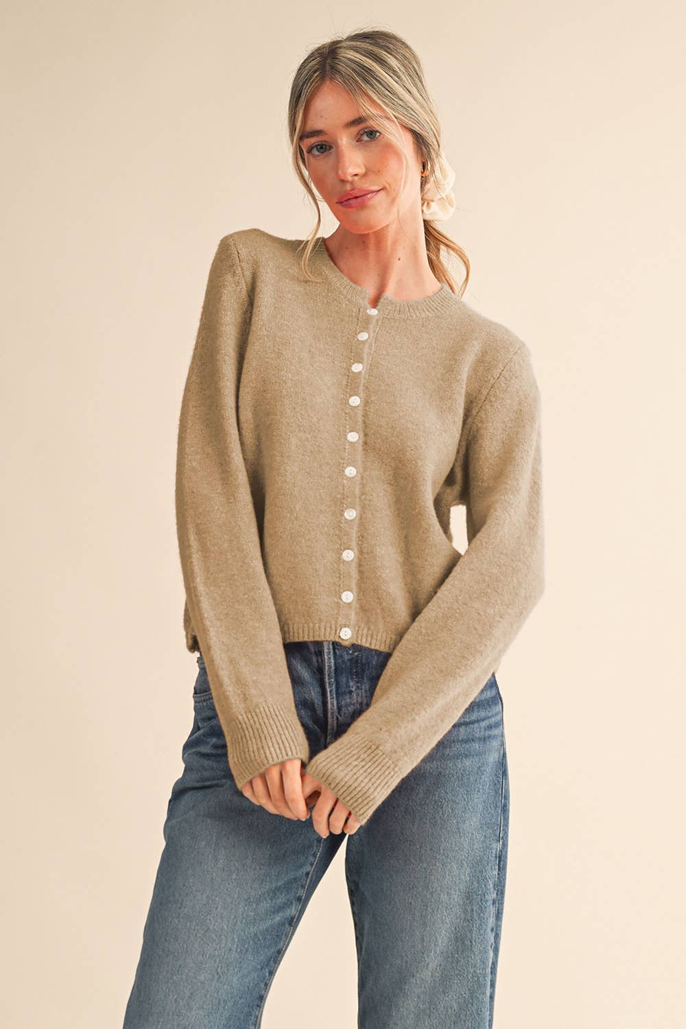 Marled Knit Sweater Cardigan: Midnight Navy