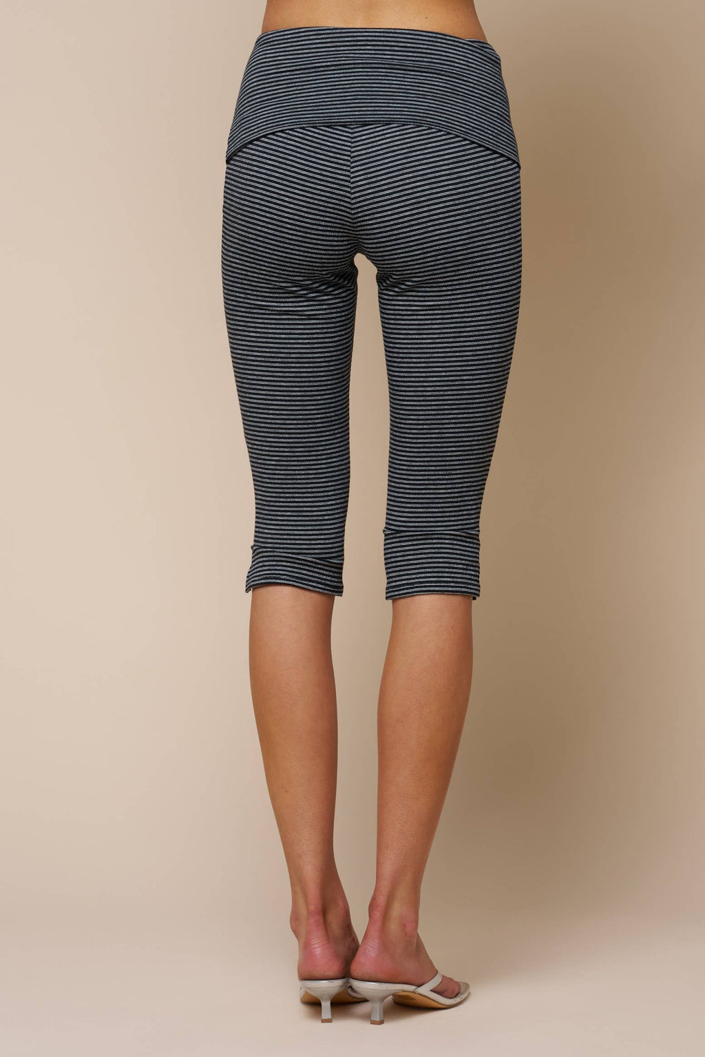 Stripe Fold Over Capri Pants