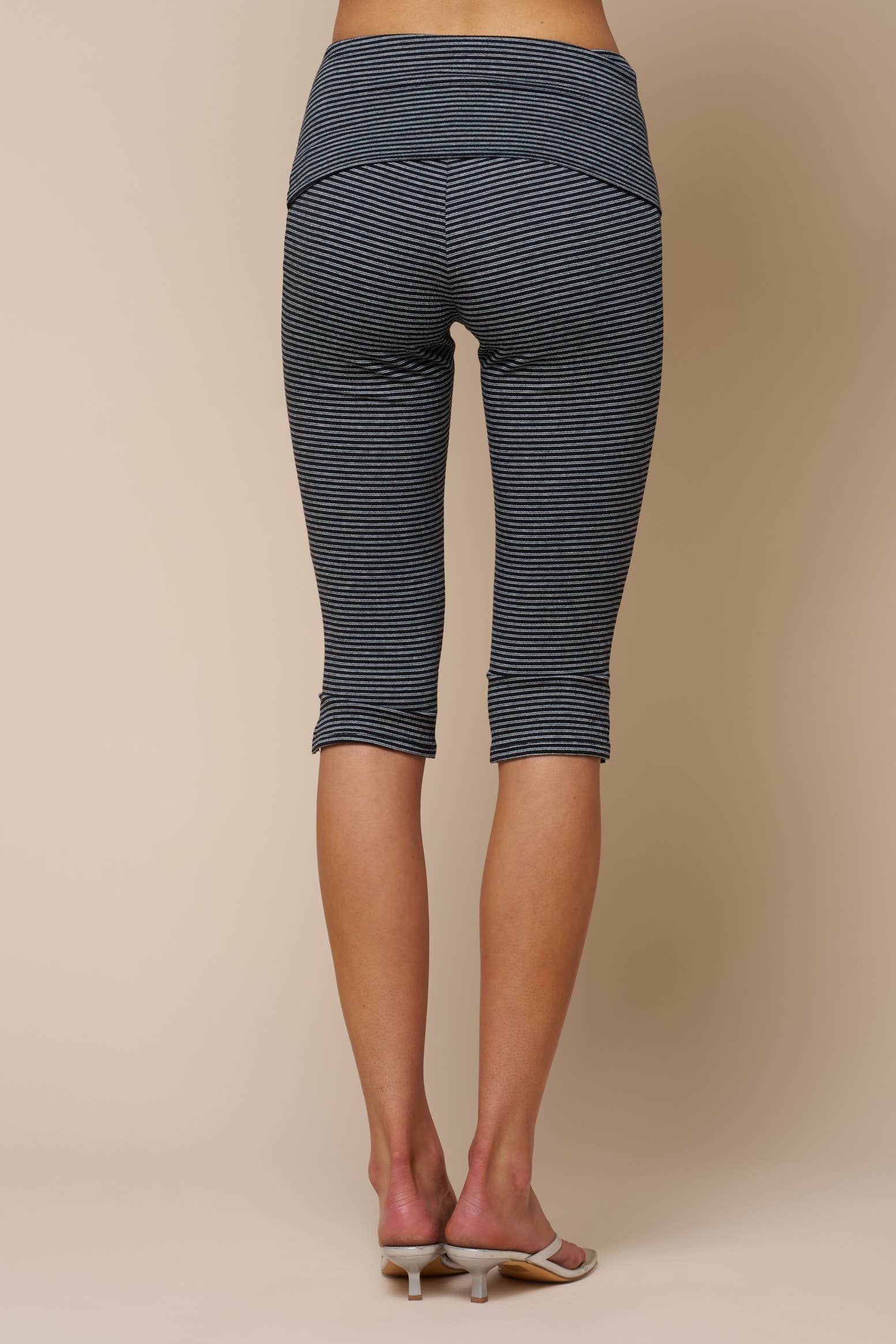 Stripe Fold Over Capri Pants