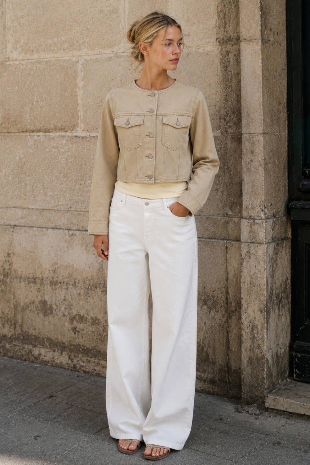 Washed Cotton Cropped Utility Jacket