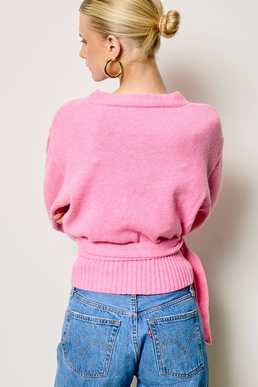Wrap Tie Knit Sweater: Heather Grey