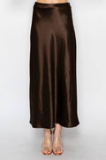 Silky Bias Cut Satin Midi Skirt