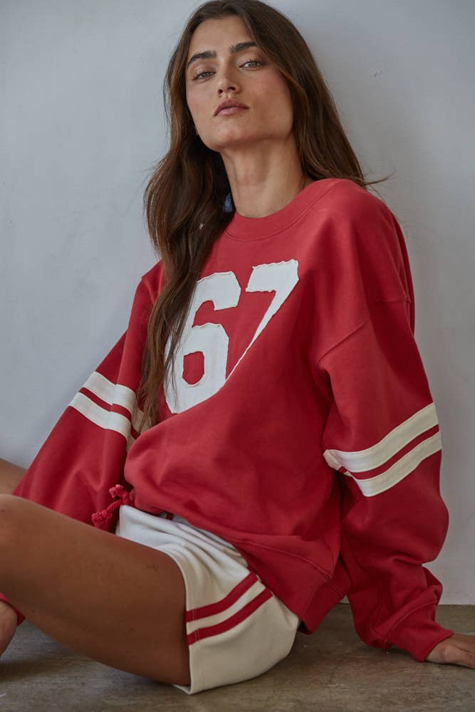 L8598T | Knit Cotton French Terry Crew Neck Pullover