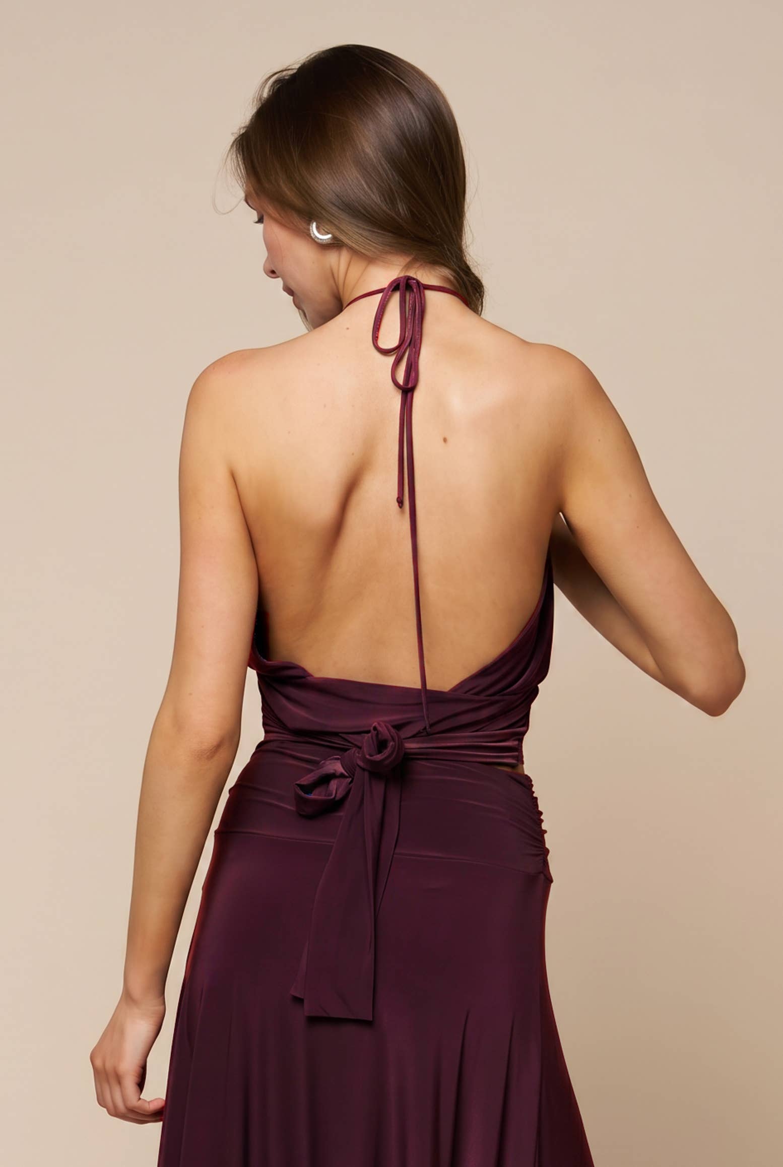 Cut-Out High Neckline Halter Crop Top
