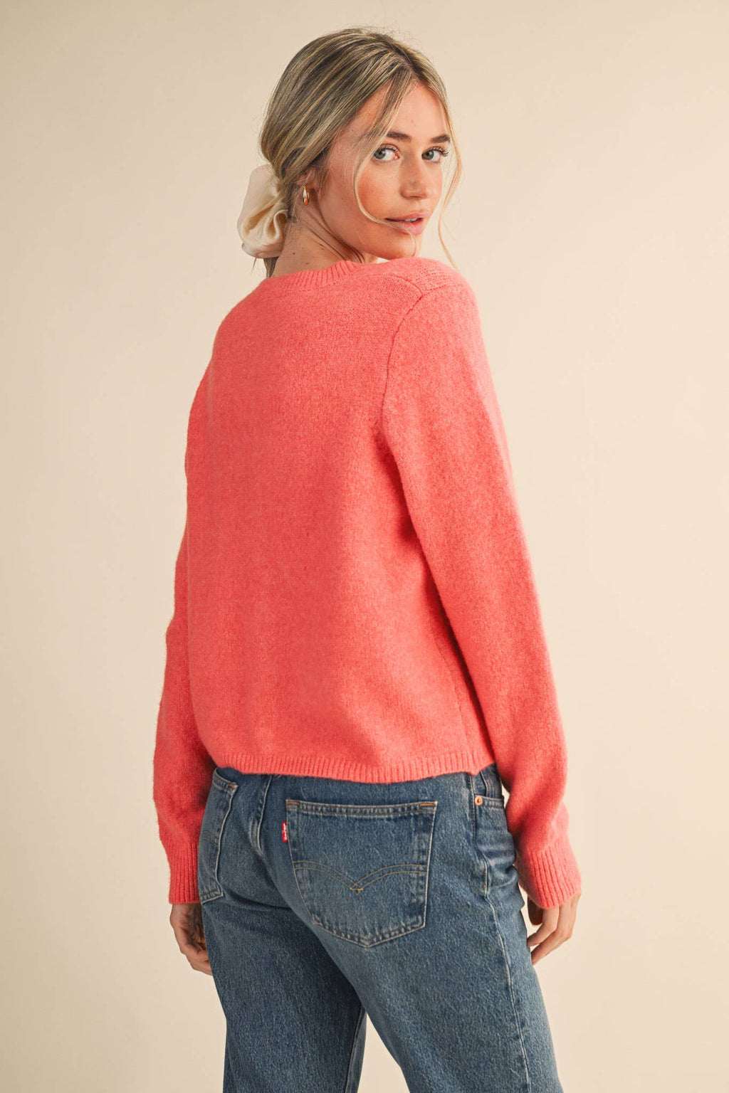 Marled Knit Sweater Cardigan: Midnight Navy