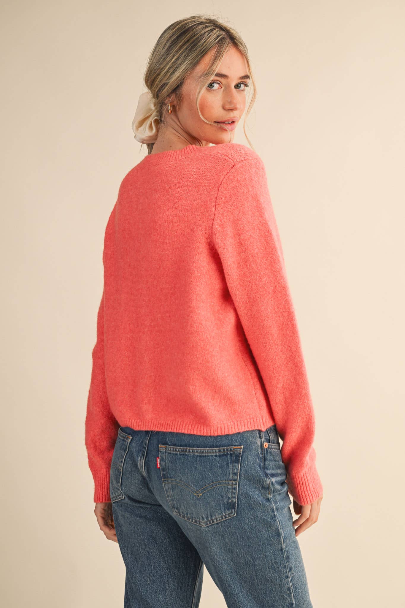 Marled Knit Sweater Cardigan: Midnight Navy