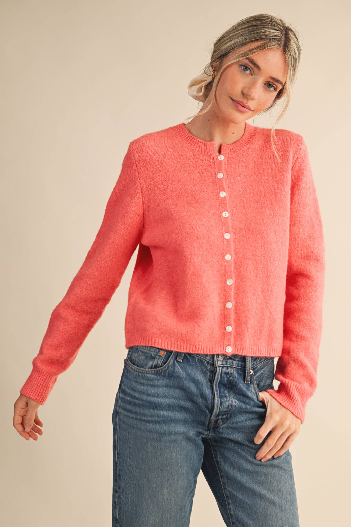 Marled Knit Sweater Cardigan: Midnight Navy