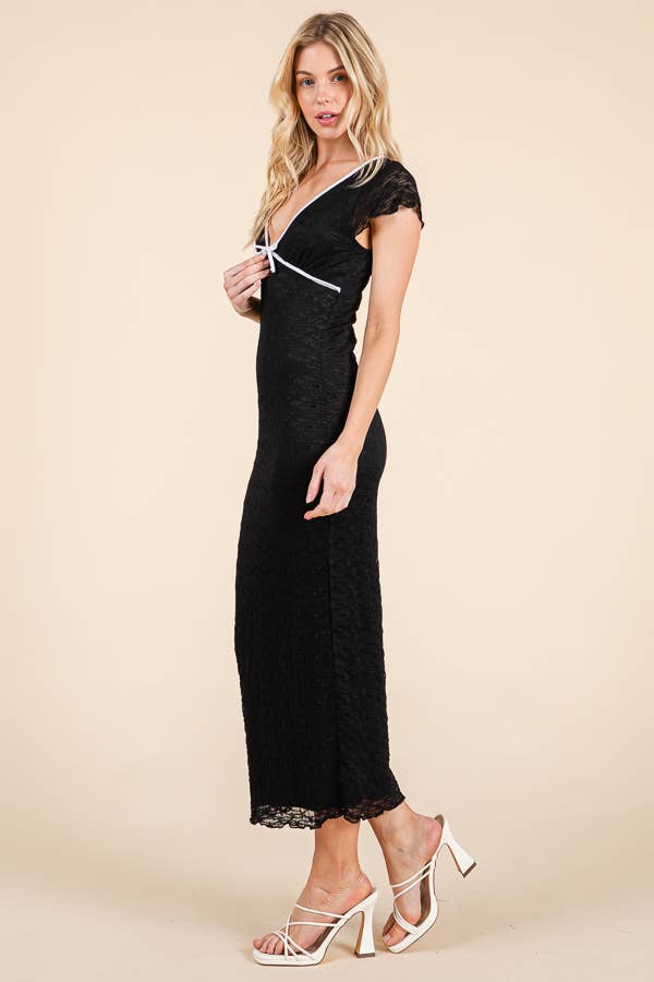 Lace Midi Dress: Black & White