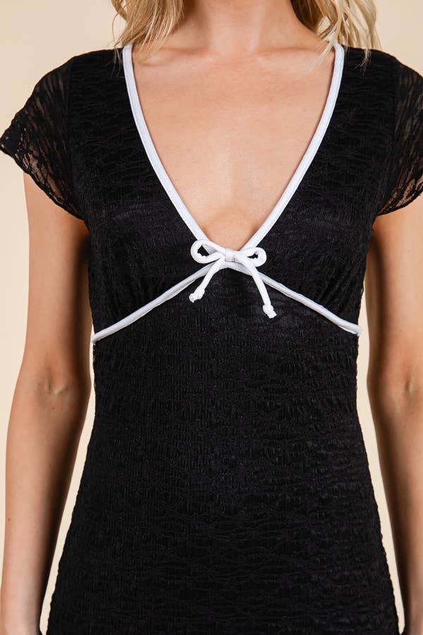 Lace Midi Dress: Black & White