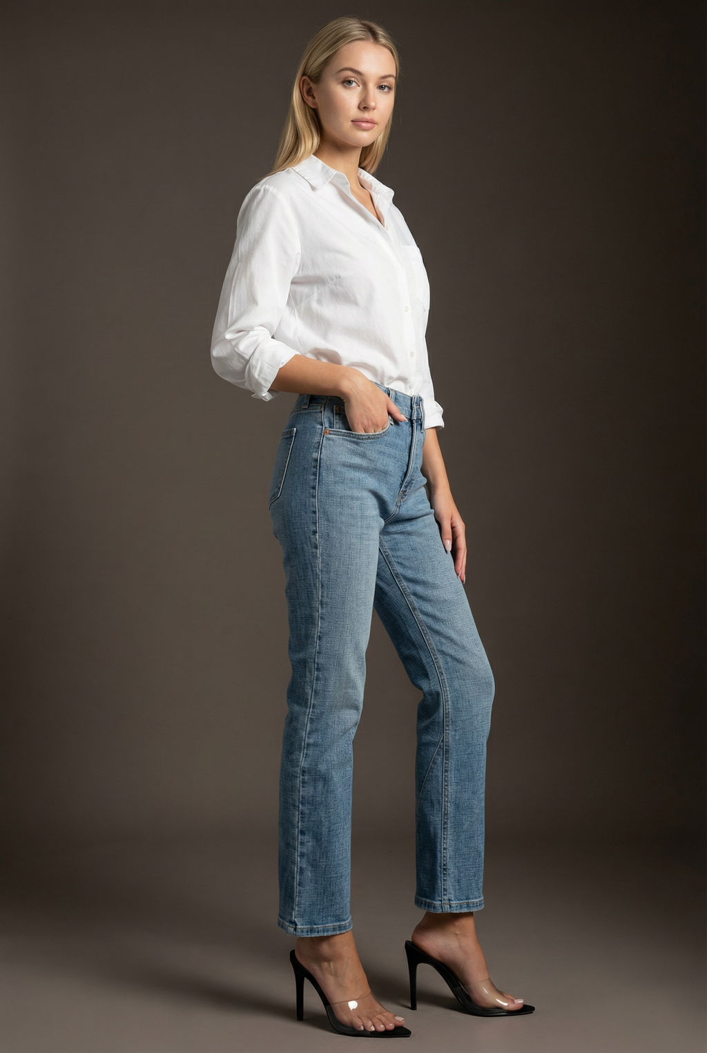 HIGH RISE TUMMY CONTROL   STRAIGHT JEANS