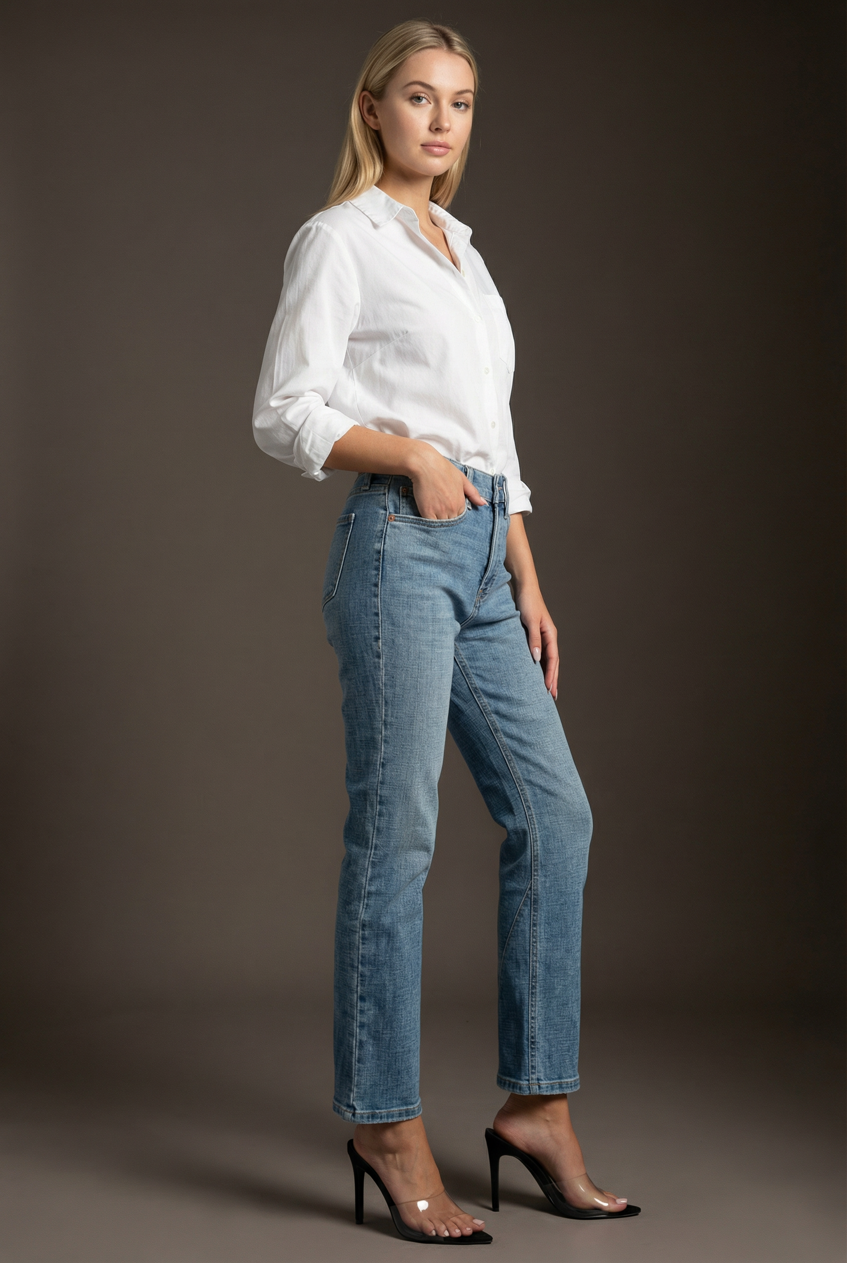 HIGH RISE TUMMY CONTROL   STRAIGHT JEANS