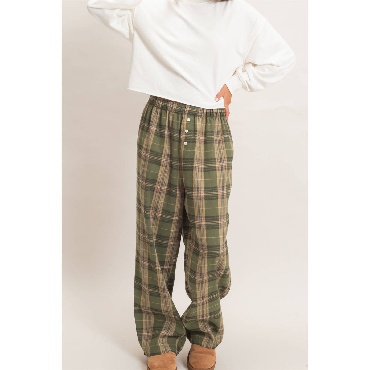 Plaid Wide-Leg Pants