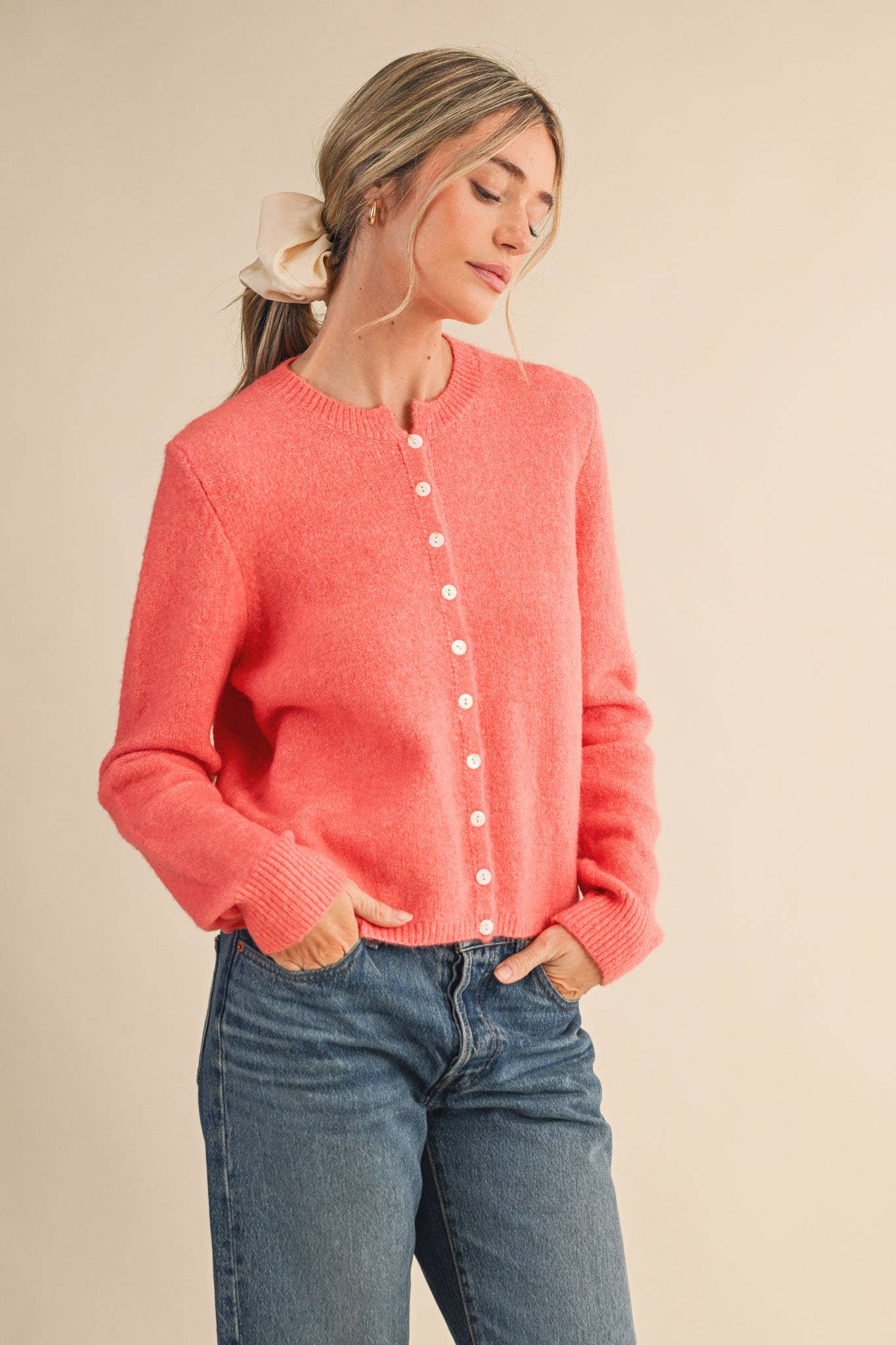Marled Knit Sweater Cardigan: Midnight Navy