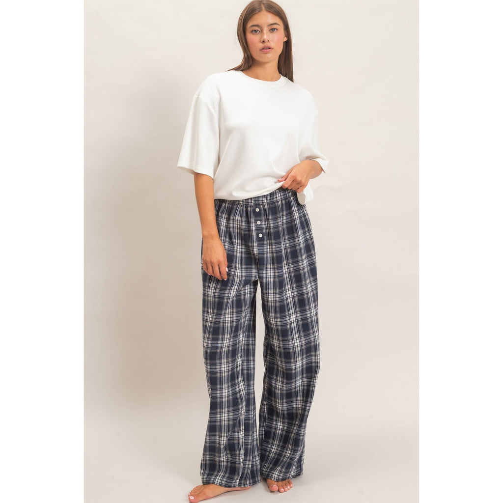 Plaid Wide-Leg Pants