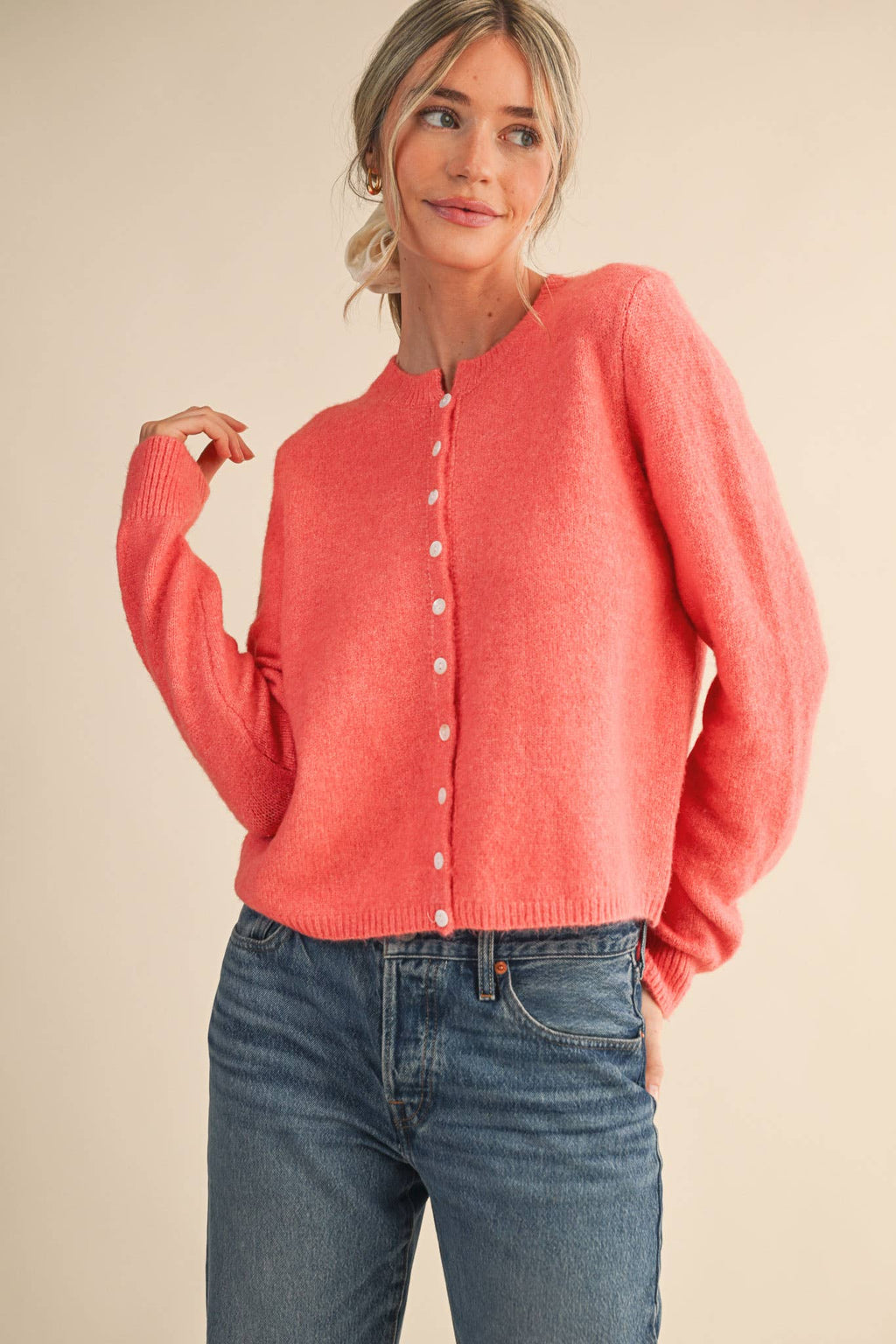 Marled Knit Sweater Cardigan: Midnight Navy
