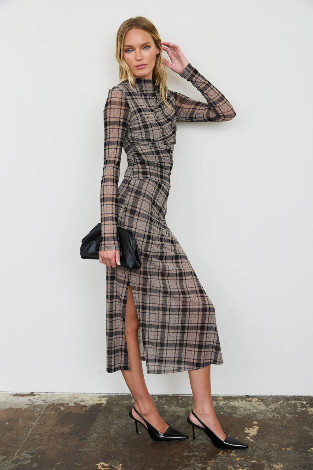 Fall Plaid Midi Dress