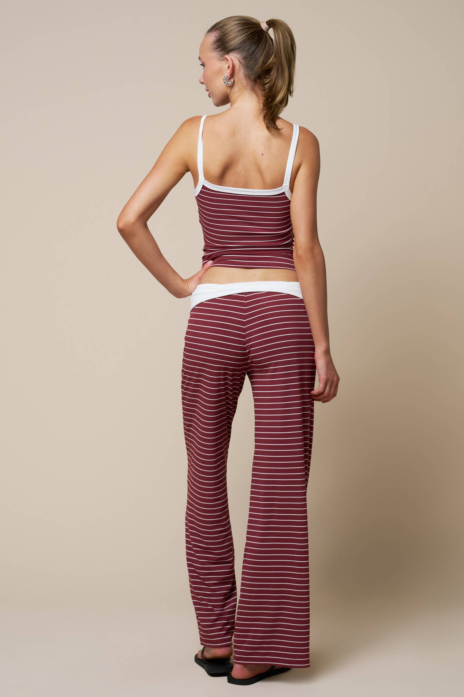 Striped Tank with Fold Over Pant Set