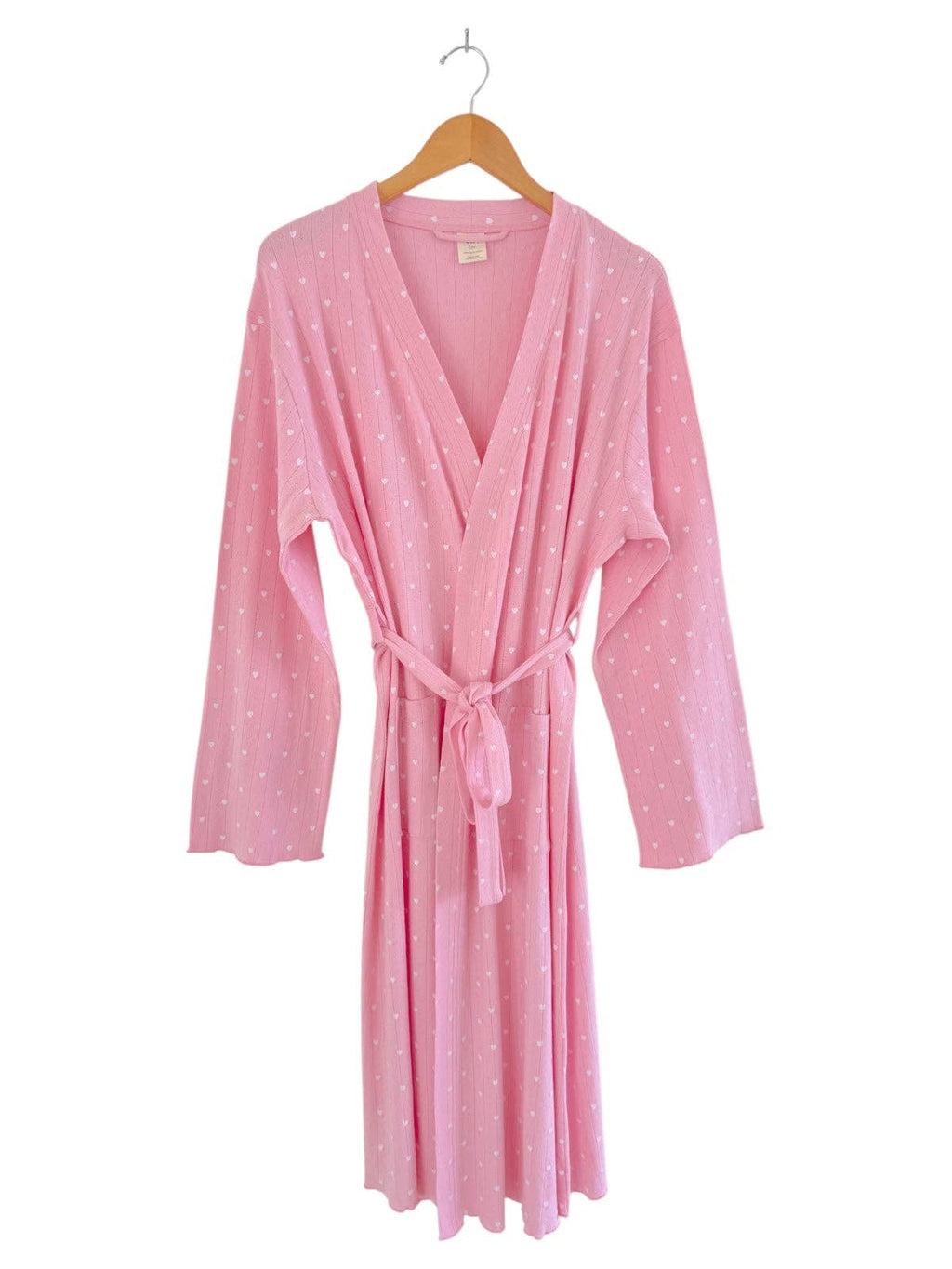 Pink with White Heart / Organic Pointelle Women's Robe