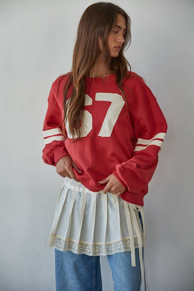 L8598T | Knit Cotton French Terry Crew Neck Pullover
