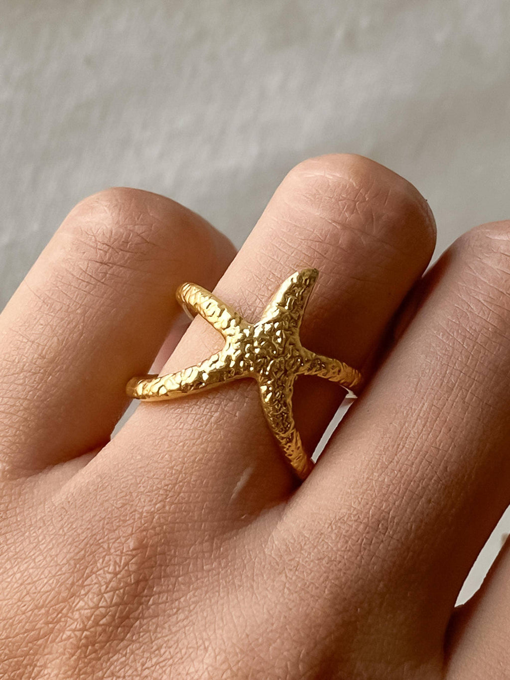 Maui 18K Gold Non-Tarnish Starfish Wrap Open Ring