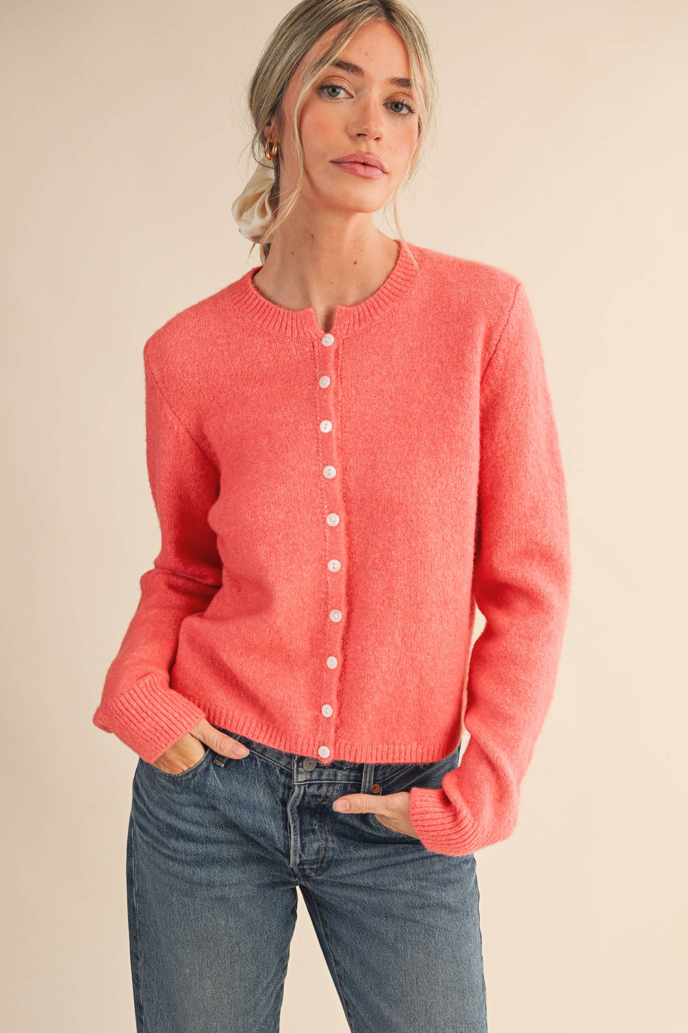 Marled Knit Sweater Cardigan: Midnight Navy