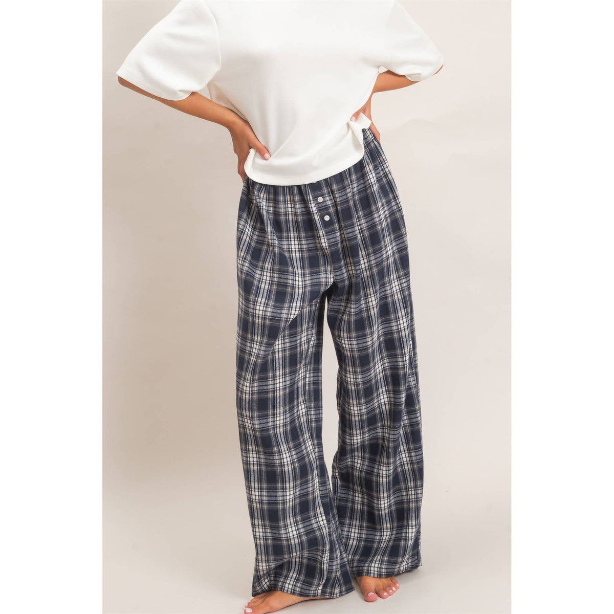 Plaid Wide-Leg Pants