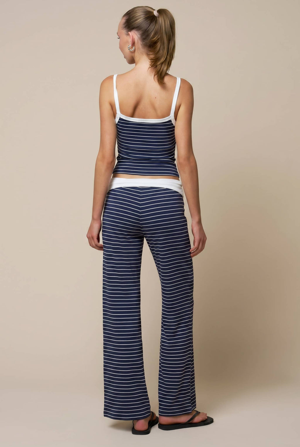 Striped Tank with Fold Over Pant Set