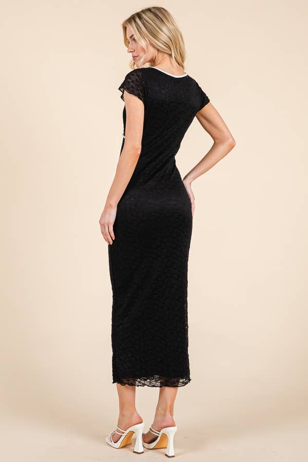 Lace Midi Dress: Black & White