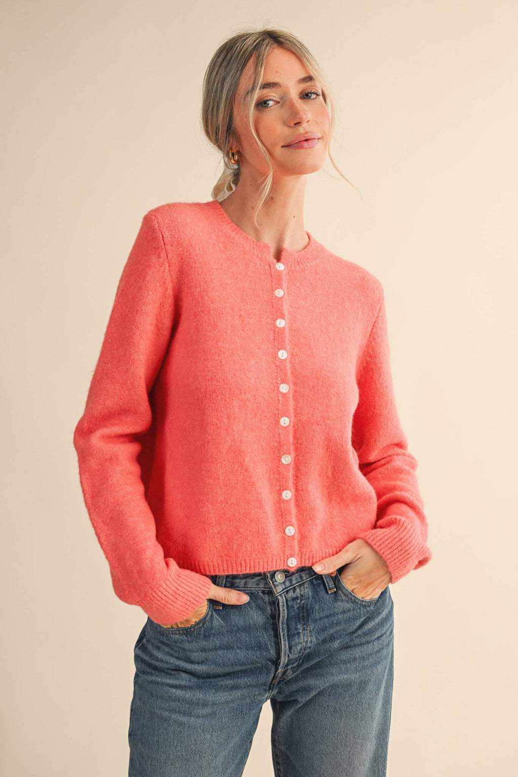 Marled Knit Sweater Cardigan: Midnight Navy