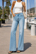 HIGH WAIST BOOTCUT JEANS WITH CHAIN BELT
