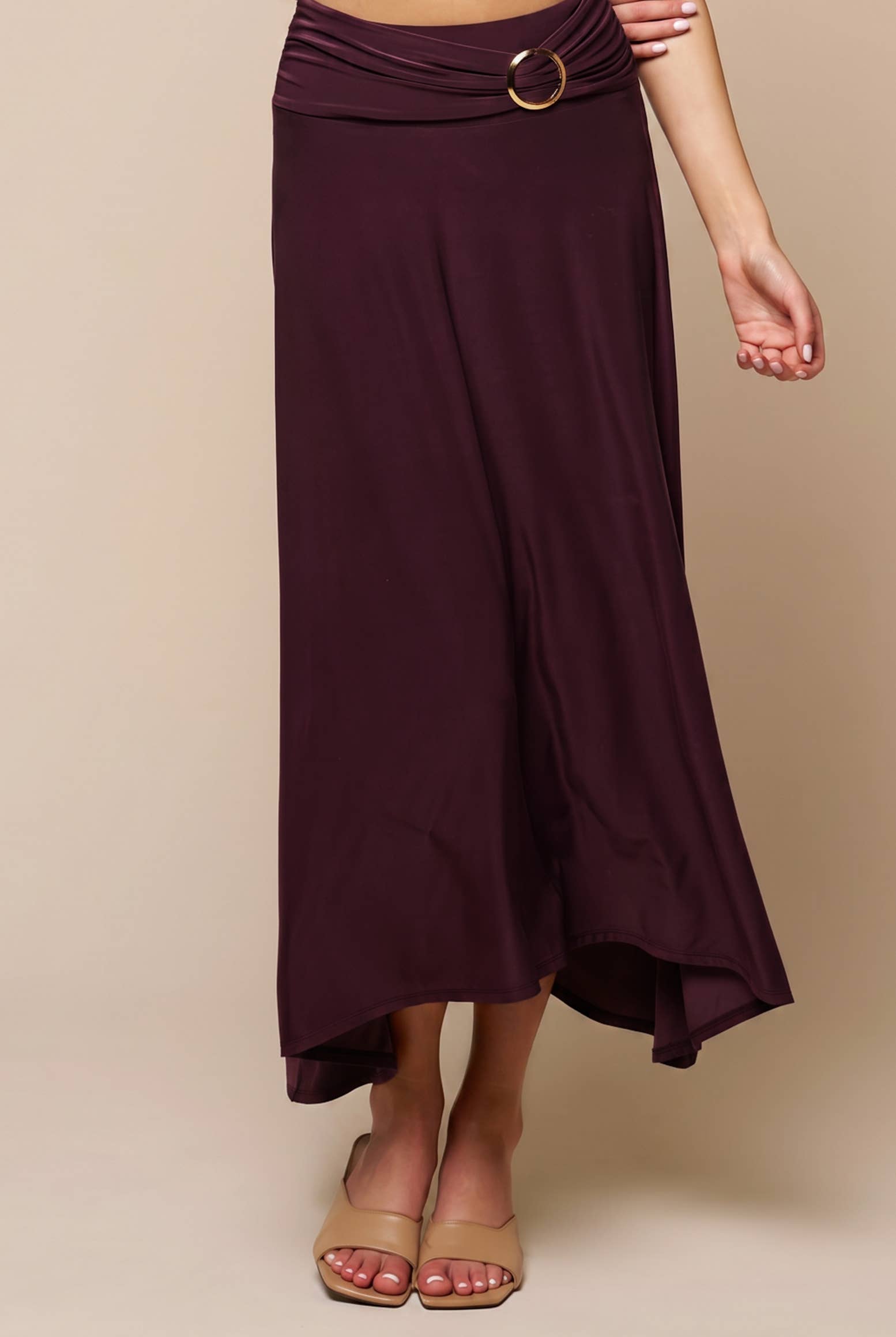 Flowy Golden Buckle Maxi Skirt