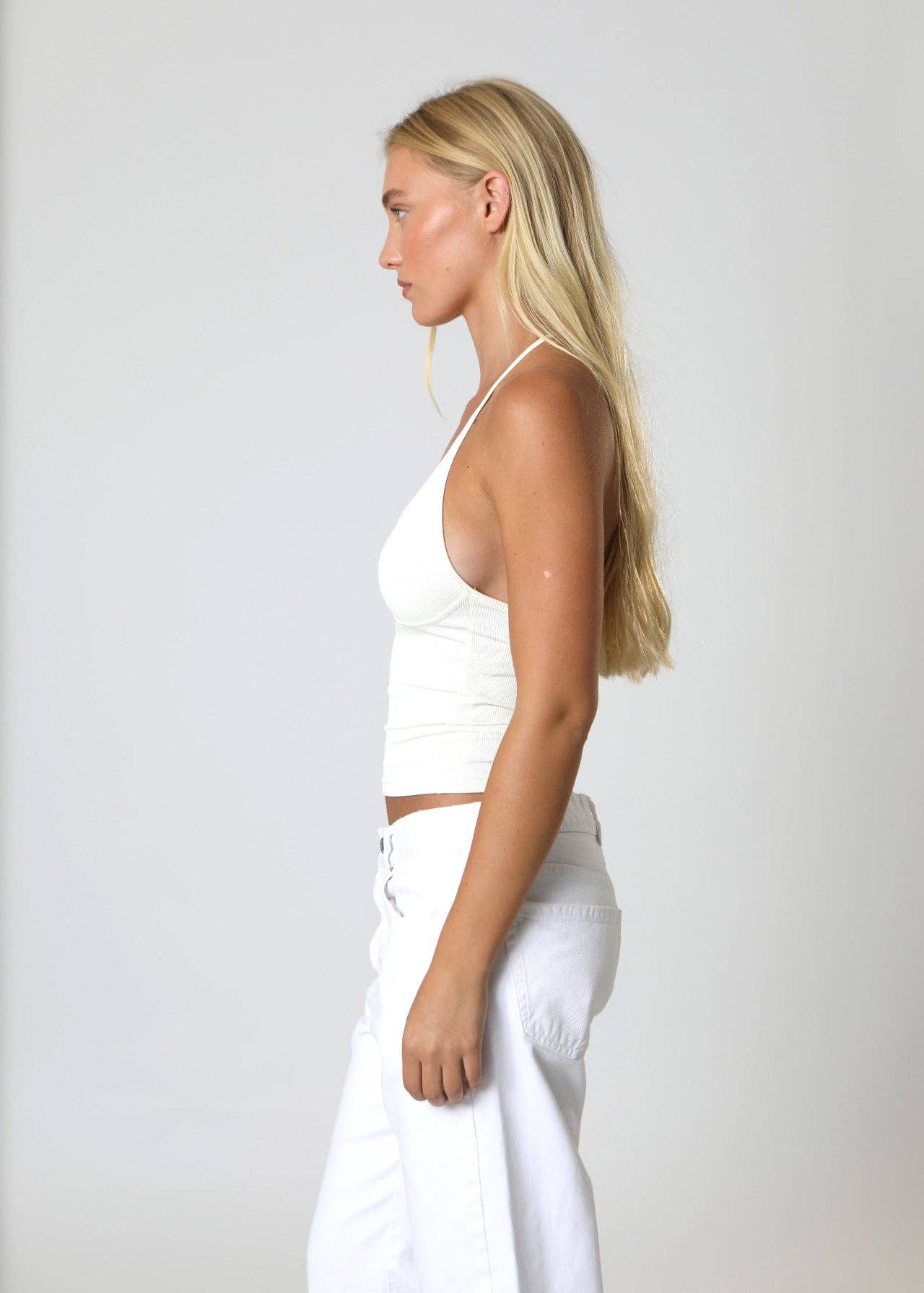 Hollywood Halter Top: Vintage White