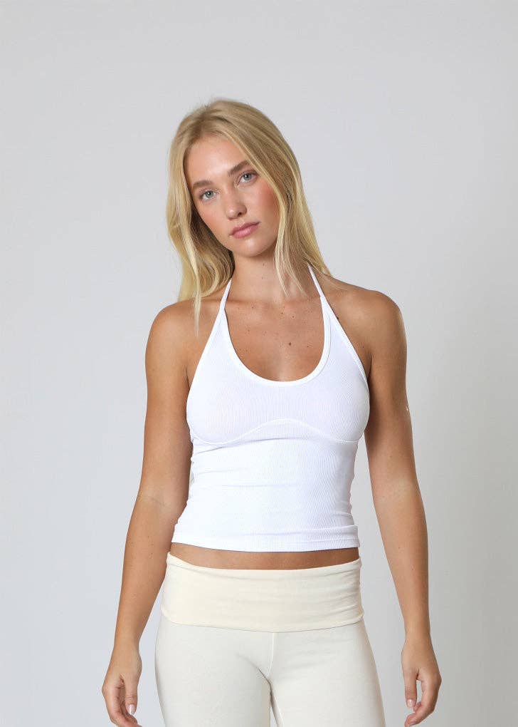 Hollywood Halter Top: Vintage White