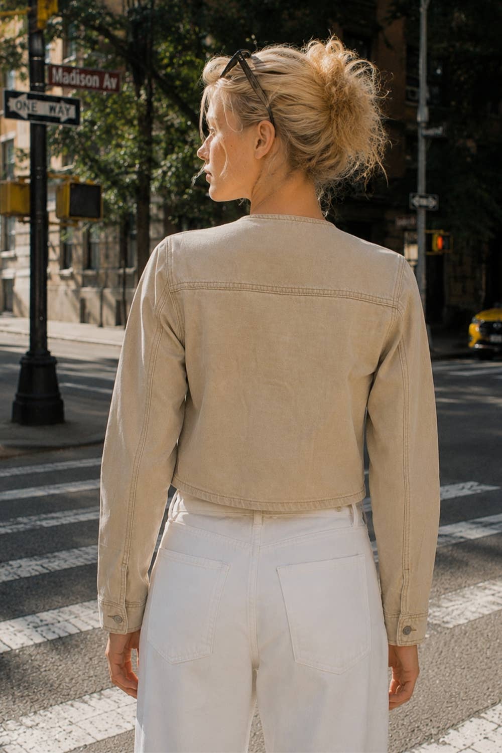 Washed Cotton Cropped Utility Jacket