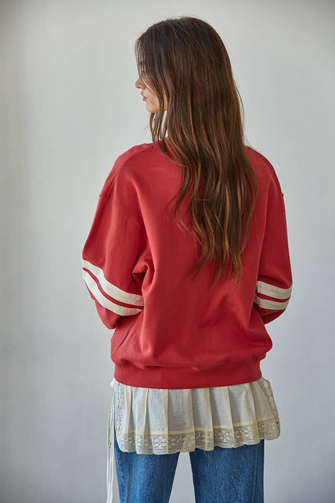 L8598T | Knit Cotton French Terry Crew Neck Pullover