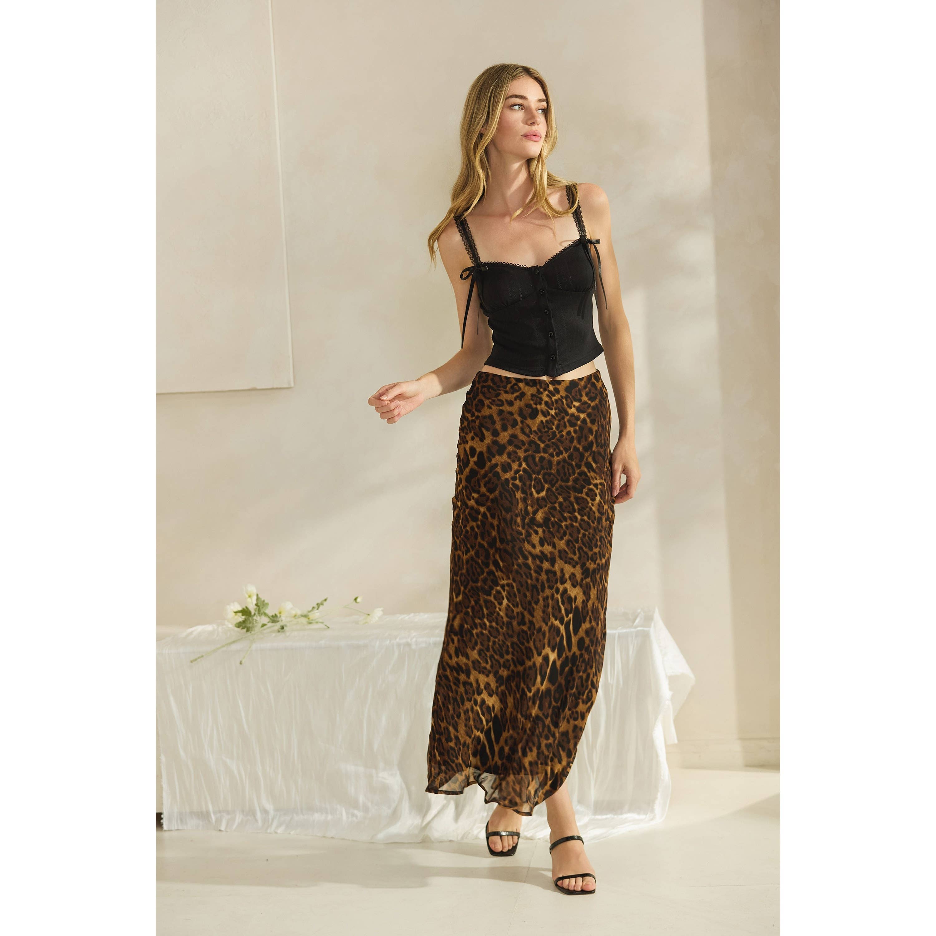 Chiffon leopard skirt