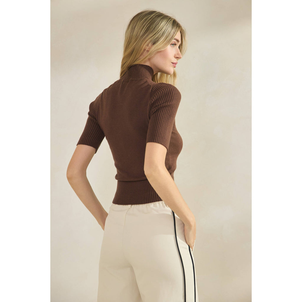 Short Sleeve Mock Neck Sweater Top