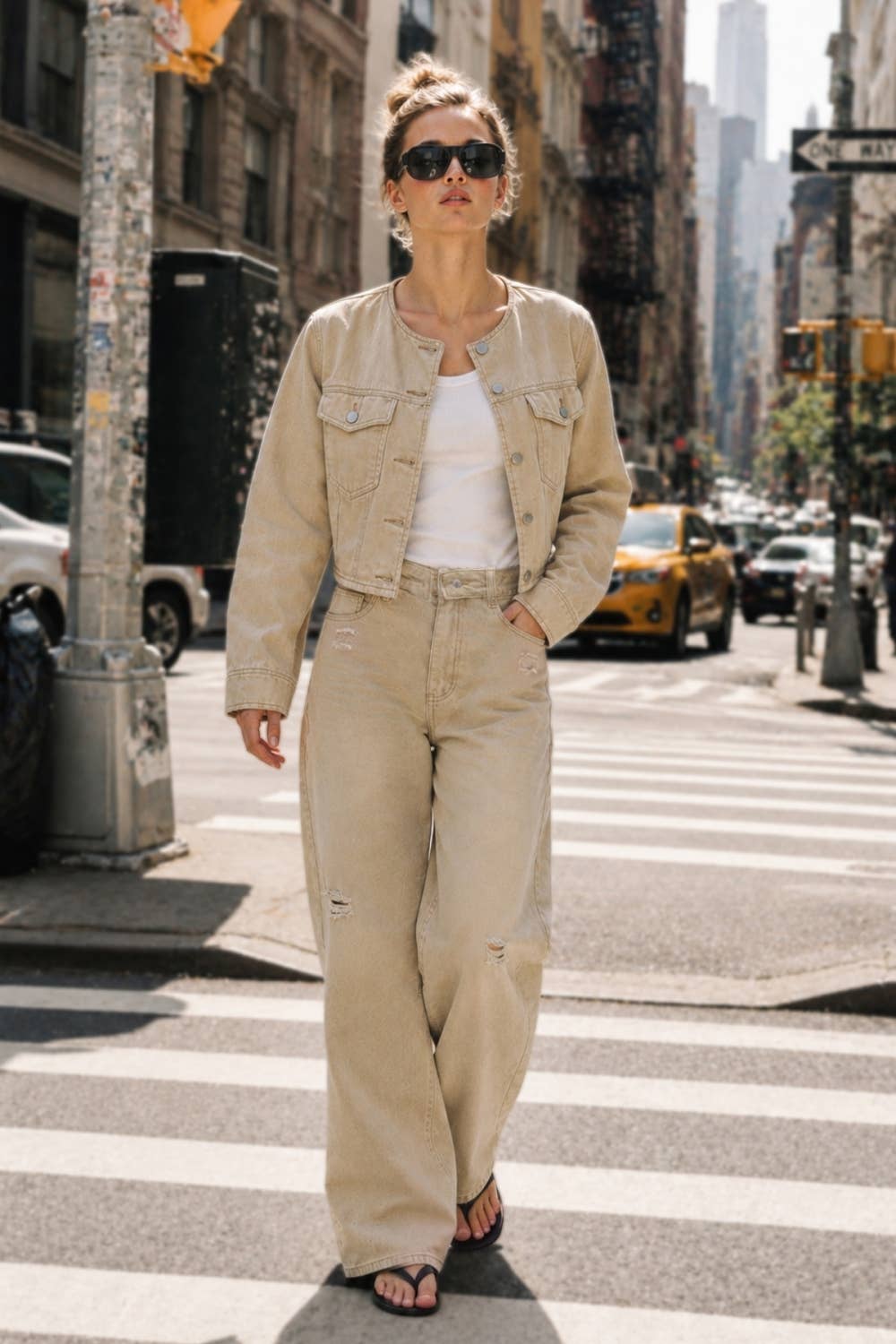 Washed Cotton Cropped Utility Jacket