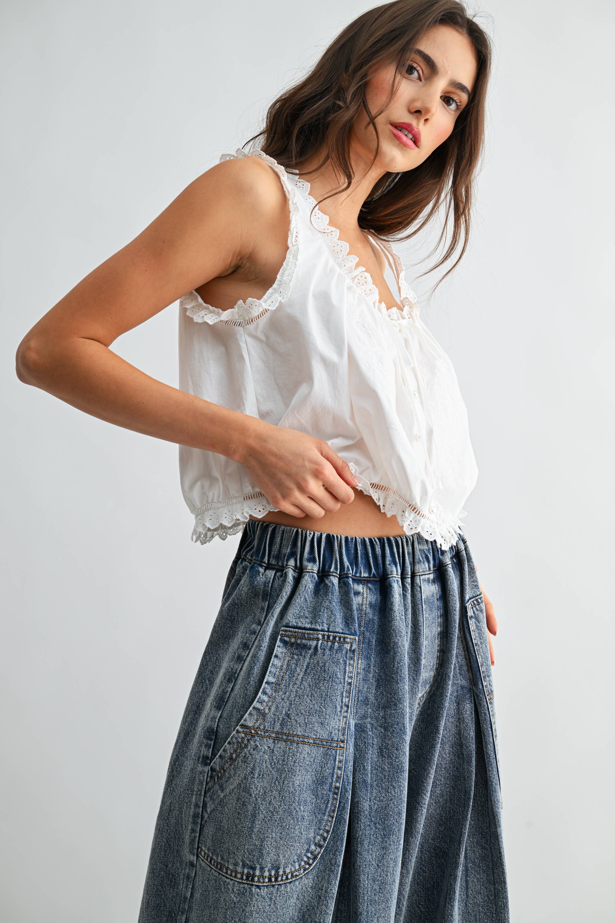 Embroidered Broderie Anglaise Cotton Top