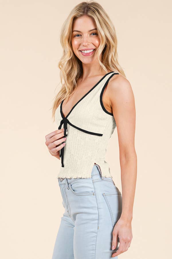 Lace tank: Soft vanilla & Black
