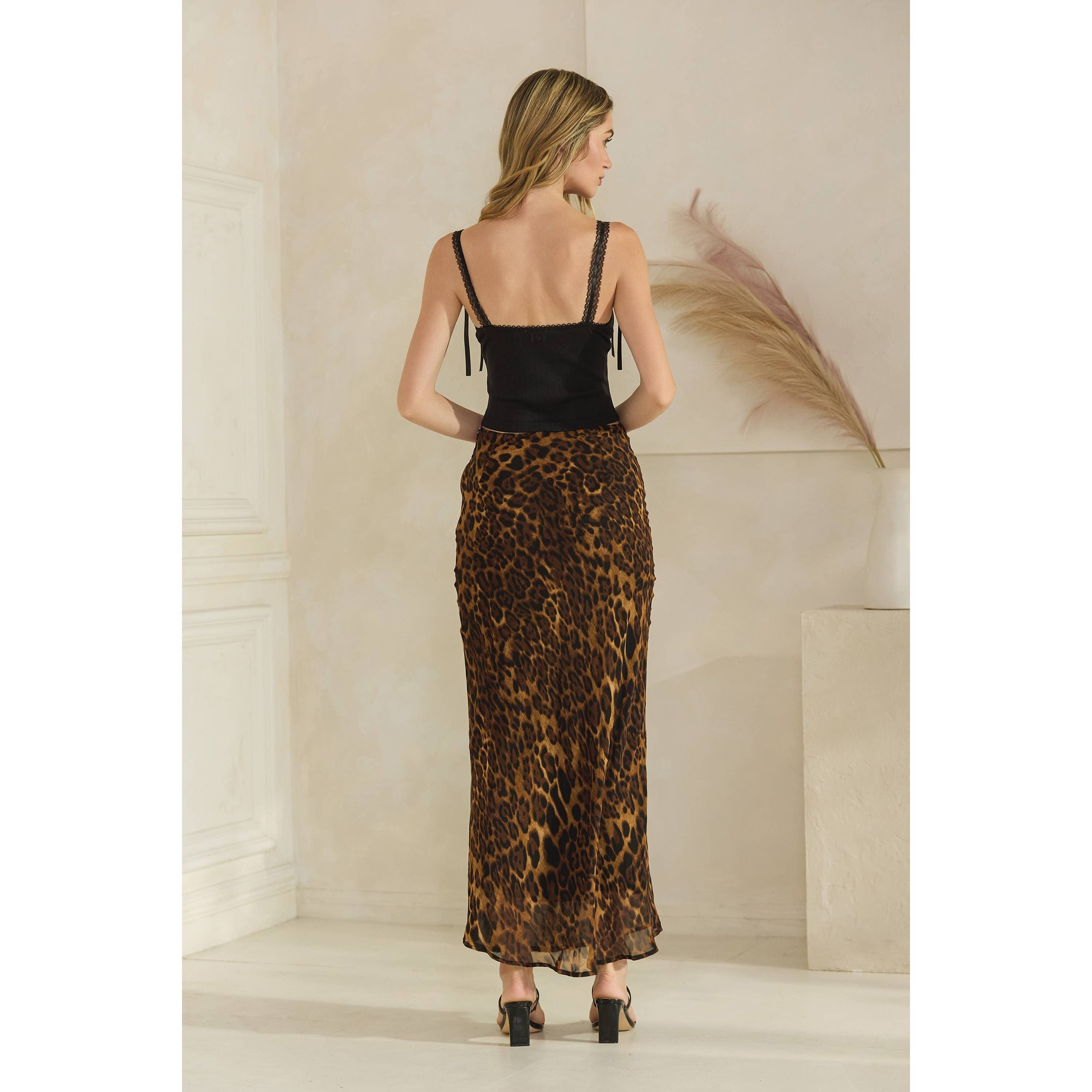 Chiffon leopard skirt