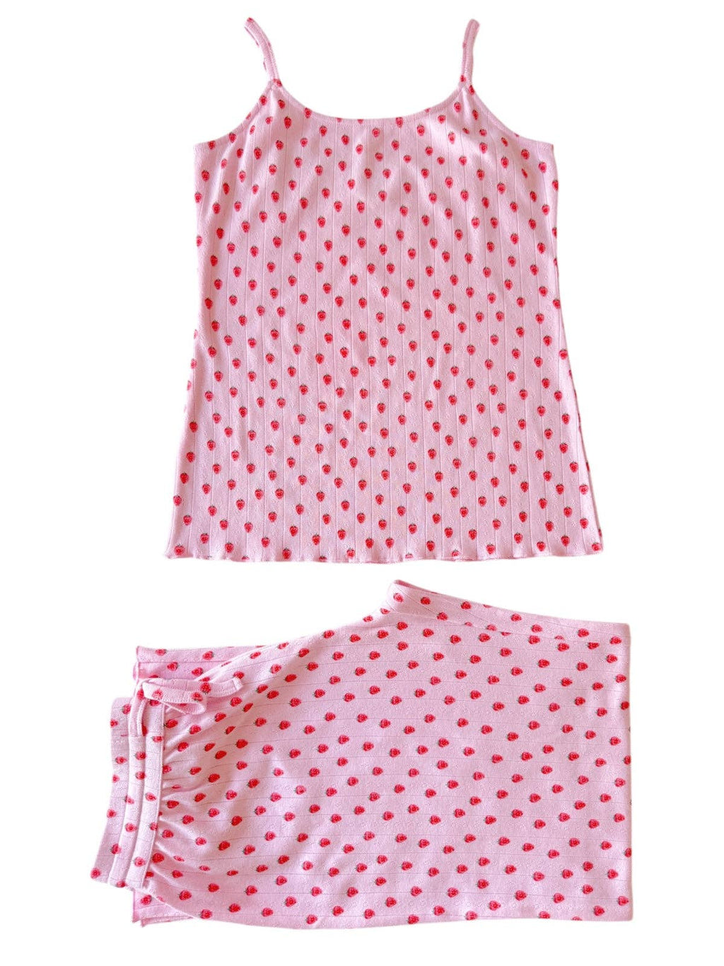 Pink Strawberry / Organic Pointelle Women's Cami Lounge Set