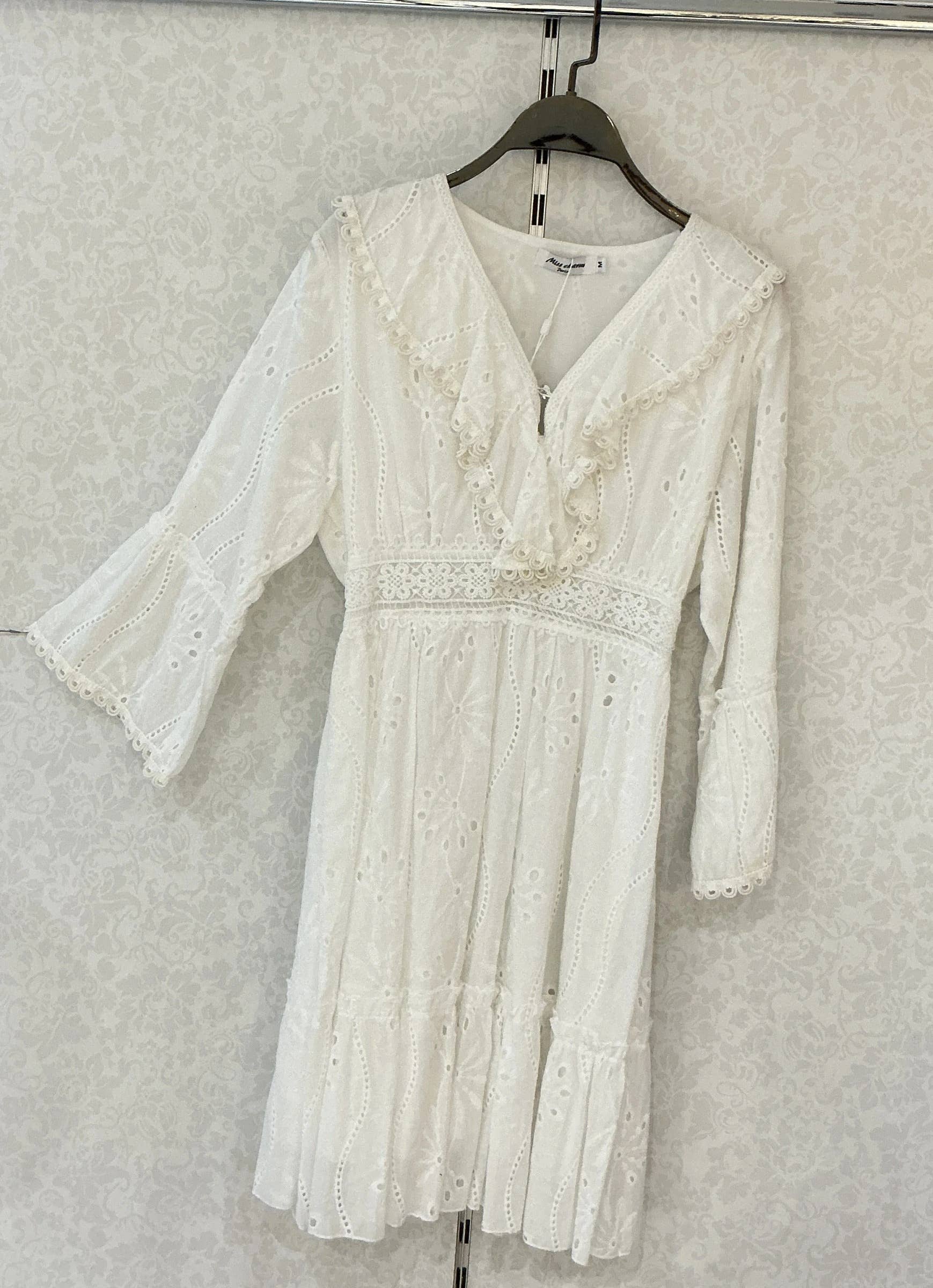 Paris Lace tunic dress: White