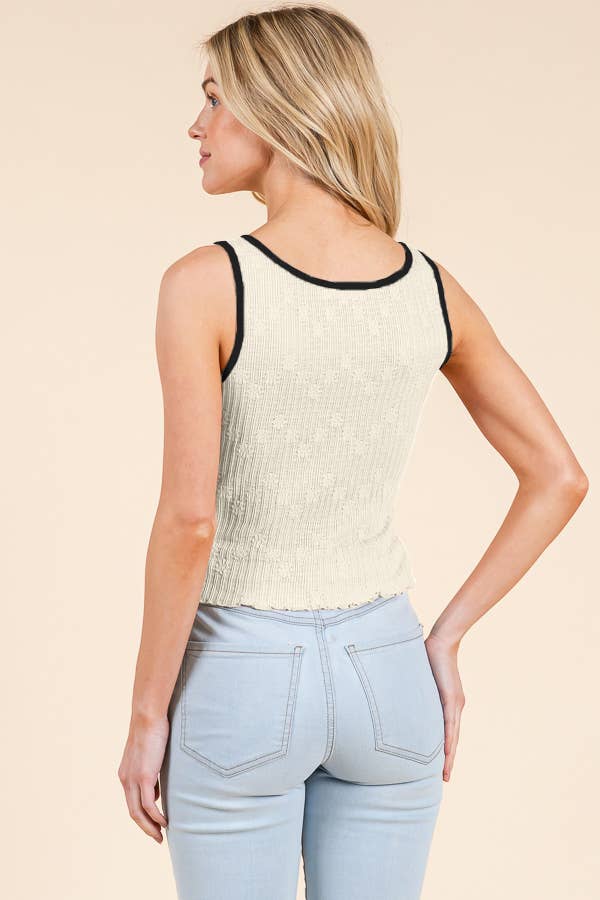 Lace tank: Soft vanilla & Black