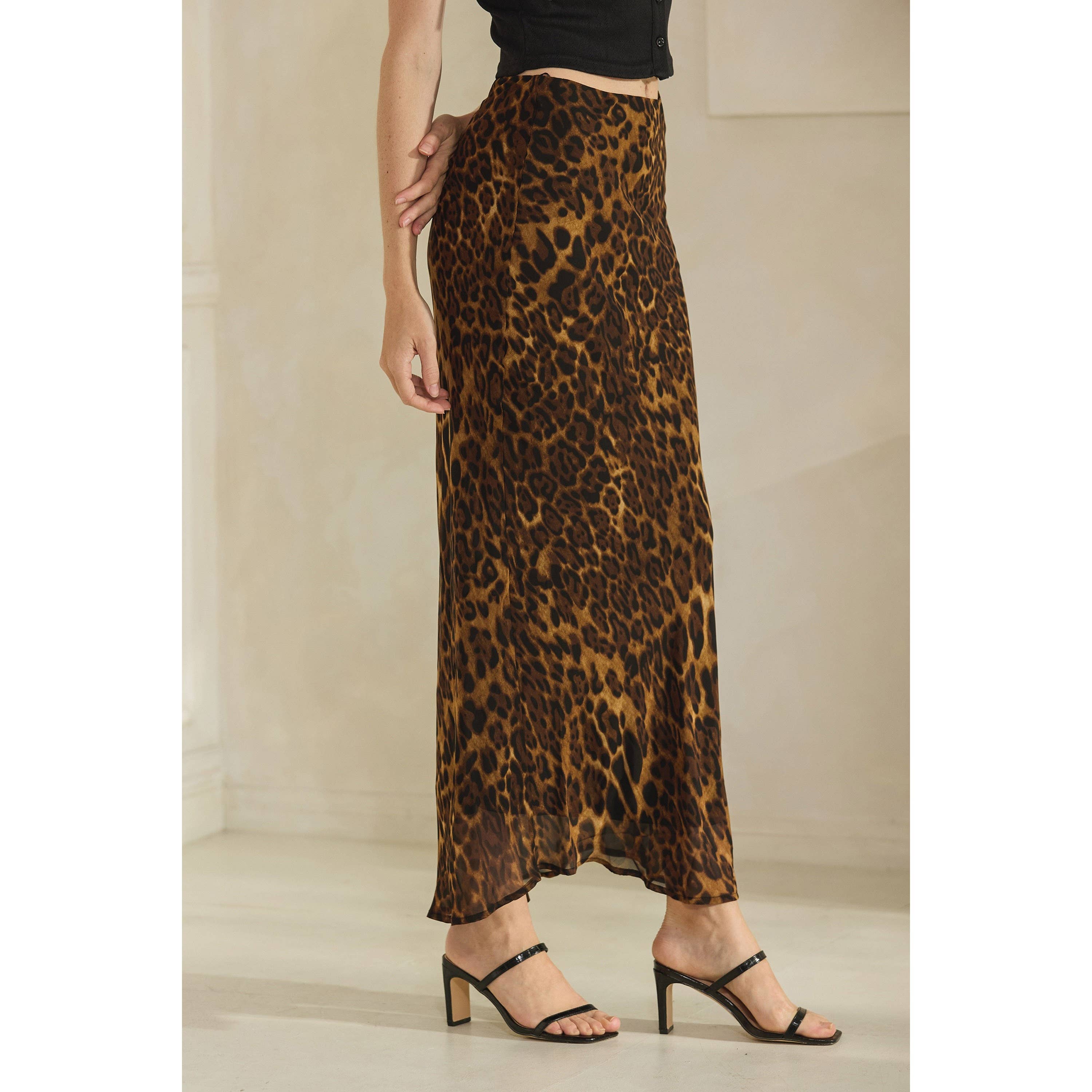 Chiffon leopard skirt
