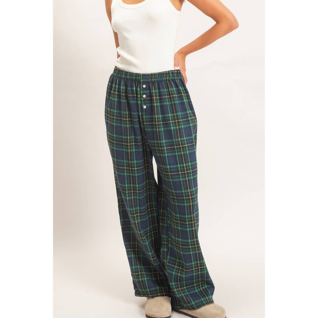 Plaid Wide-Leg Pants