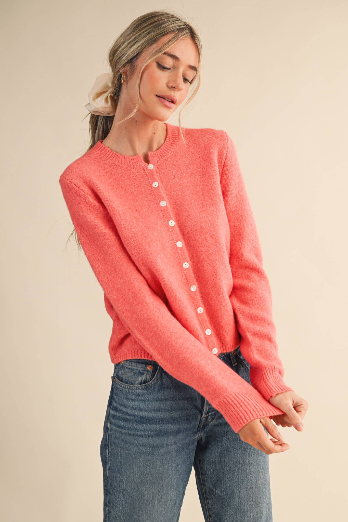 Marled Knit Sweater Cardigan: Midnight Navy