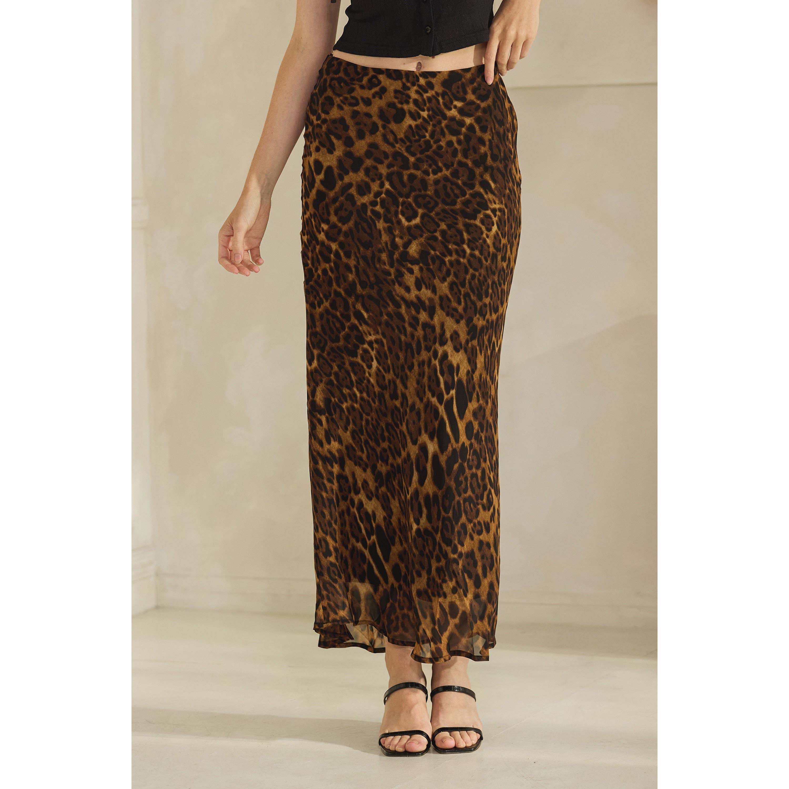 Chiffon leopard skirt